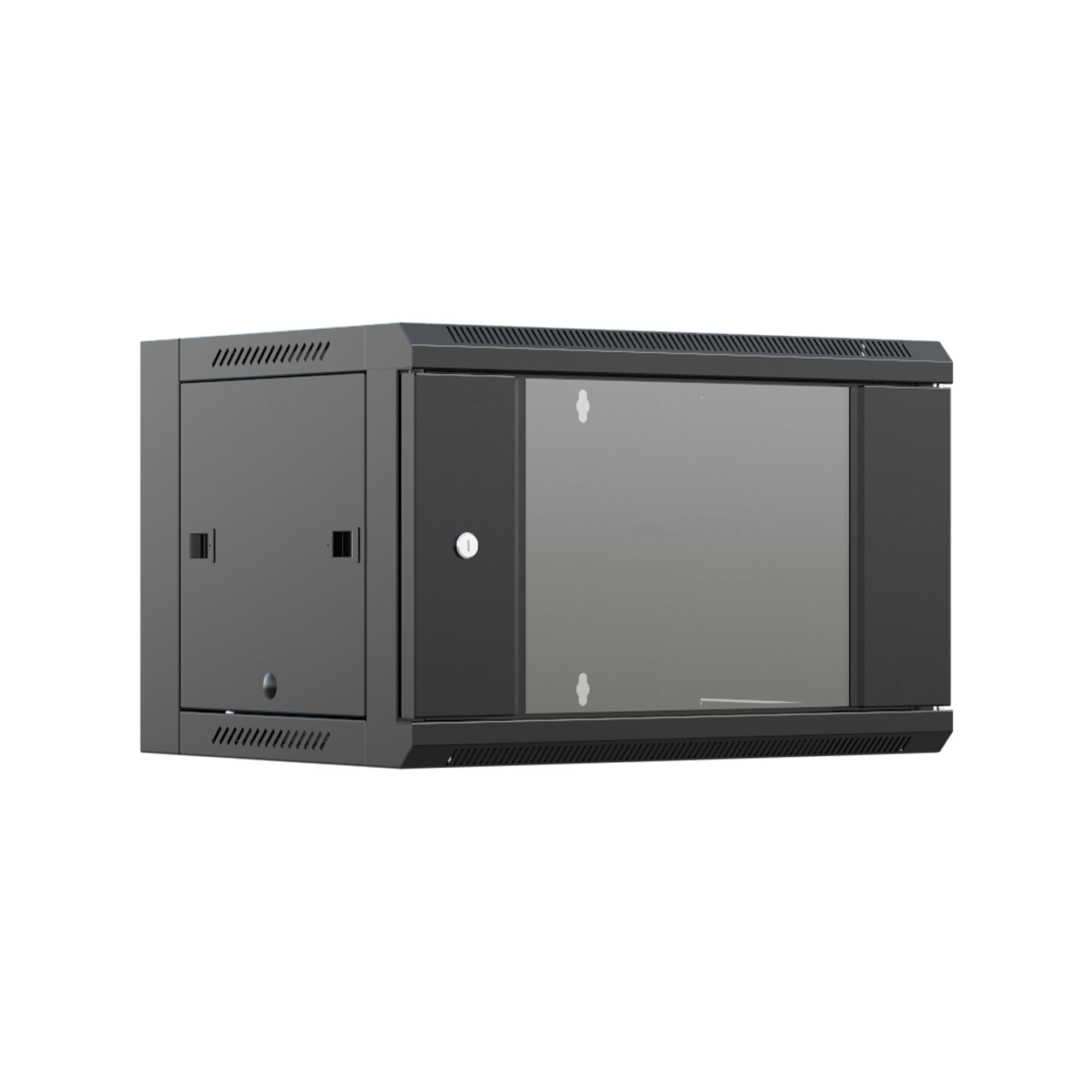 Шкаф настенный телекоммуникационный NTSS W 12U 600х450х635мм, 2 профиля 19, дверь стеклянная, боковые стенки съемные, задняя стенка, разобранный, черный RAL 9005