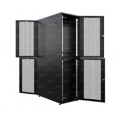 Шкаф напольный секционный NTSS CoPC 46U 800х1200мм, 4 профиля 19 на секцию, 2 секции по 23U, двери перфорированные, регулируемые опоры, черный RAL 9005