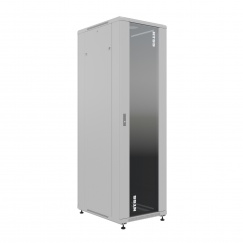 Шкаф напольный универсальный серверный NTSS R 18U 600х800мм, 4 профиля 19, двери стекло и сплошная металл, боковые стенки съемные, регулируемые опоры, разобранный, серый RAL 7035