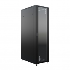 Шкаф напольный универсальный серверный NTSS R 47U 800х1000мм, 4 профиля 19, двери стекло и сплошная металл, боковые стенки съемные, регулируемые опоры, разобранный, черный RAL 9005