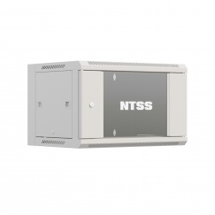Шкаф настенный телекоммуникационный NTSS W 9U 600х600х500мм, 2 профиля 19, дверь стеклянная, боковые стенки съемные, задняя стенка, разобранный, серый RAL 7035