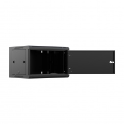 Шкаф настенный телекоммуникационный NTSS W 9U 600х450х500мм, 2 профиля 19, дверь сплошная металл, боковые стенки съемные, разобранный, черный RAL 9005