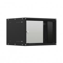 19'' Настенный телекоммуникационный шкаф NTSS LIME 6U 550×450×370 мм, стеклянная дверь, боковые стенки не съемные, разобранный, черный RAL 9005