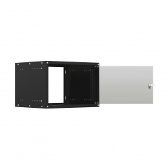 19'' Настенный телекоммуникационный шкаф NTSS LIME 9U 550×450×500 мм, стеклянная дверь, боковые стенки не съемные, разобранный, черный RAL 9005