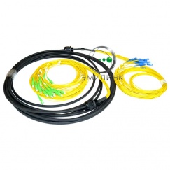 Сборка кабельная 24pc, ST/UPC-ST/UPC 9/125мкм, длина 10м, вывод 0.4м, буфер 3мм (NTSS-FO-D-IN/OUT-9-24-LSZH) в бухте.