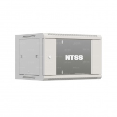 Шкаф настенный телекоммуникационный NTSS W 15U 600х450х770мм, 2 профиля 19, дверь стеклянная, боковые стенки съемные, разобранный, серый RAL 7035