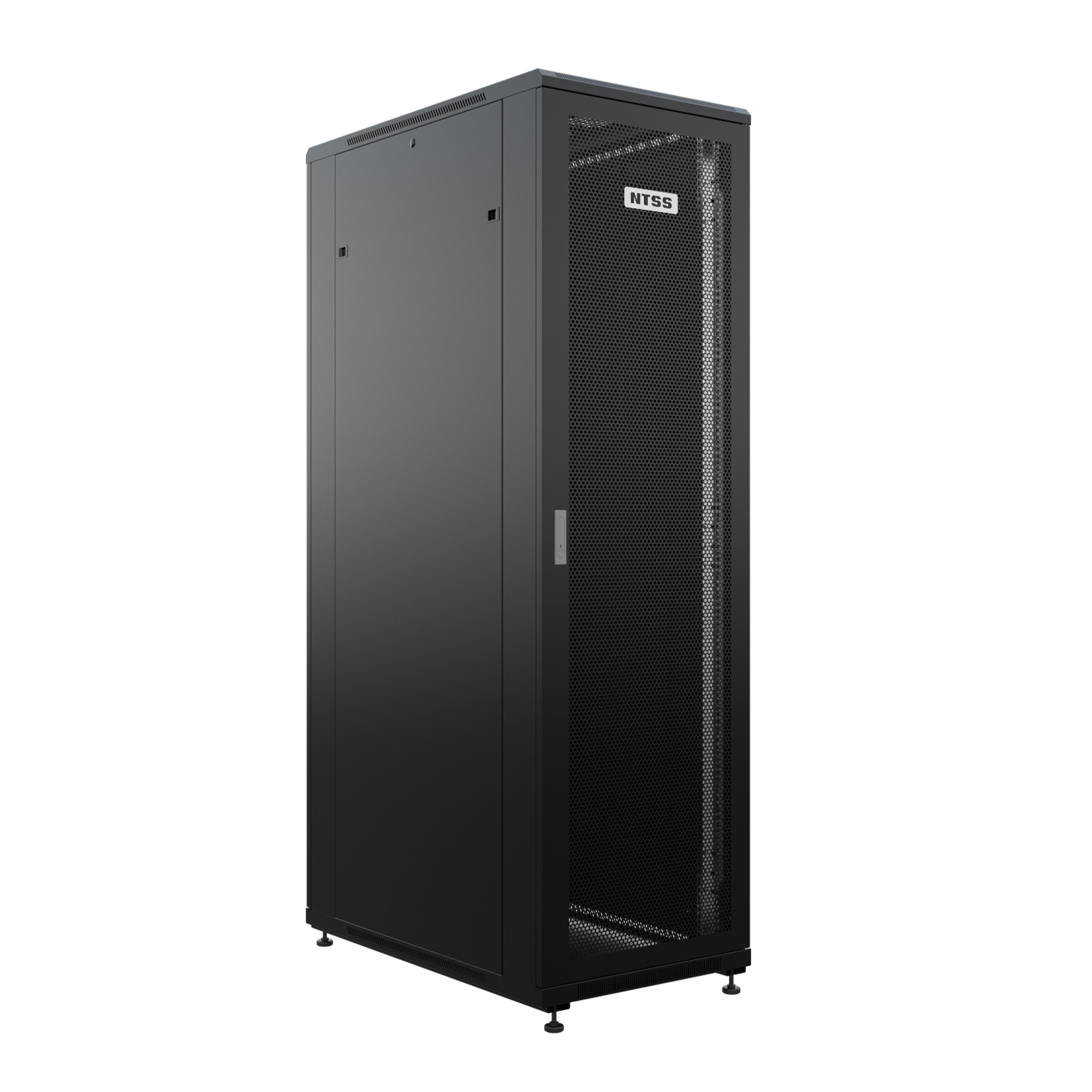 Шкаф напольный универсальный серверный NTSS R 22U 600х1000мм, 4 профиля 19, двери перфорированная и перфорированная, боковые стенки съемные, регулируемые опоры, разобранный, черный RAL 9005