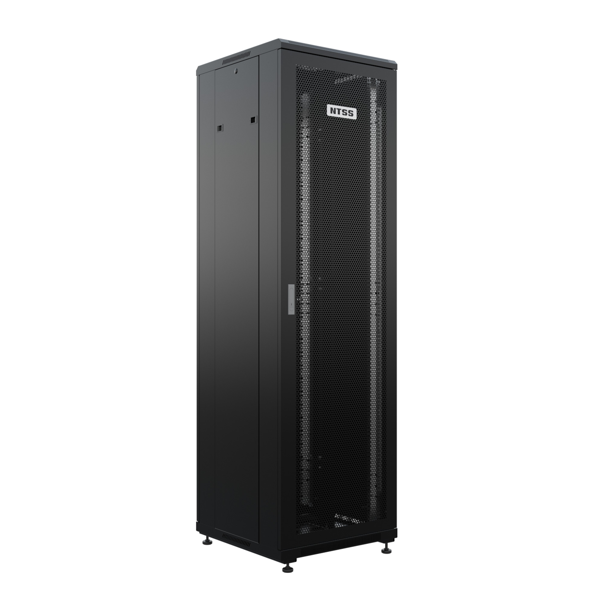 Шкаф напольный универсальный серверный NTSS R 32U 600х600мм, 4 профиля 19, двери перфорированная и сплошная металл, боковые стенки съемные, регулируемые опоры, разобранный, черный RAL 9005