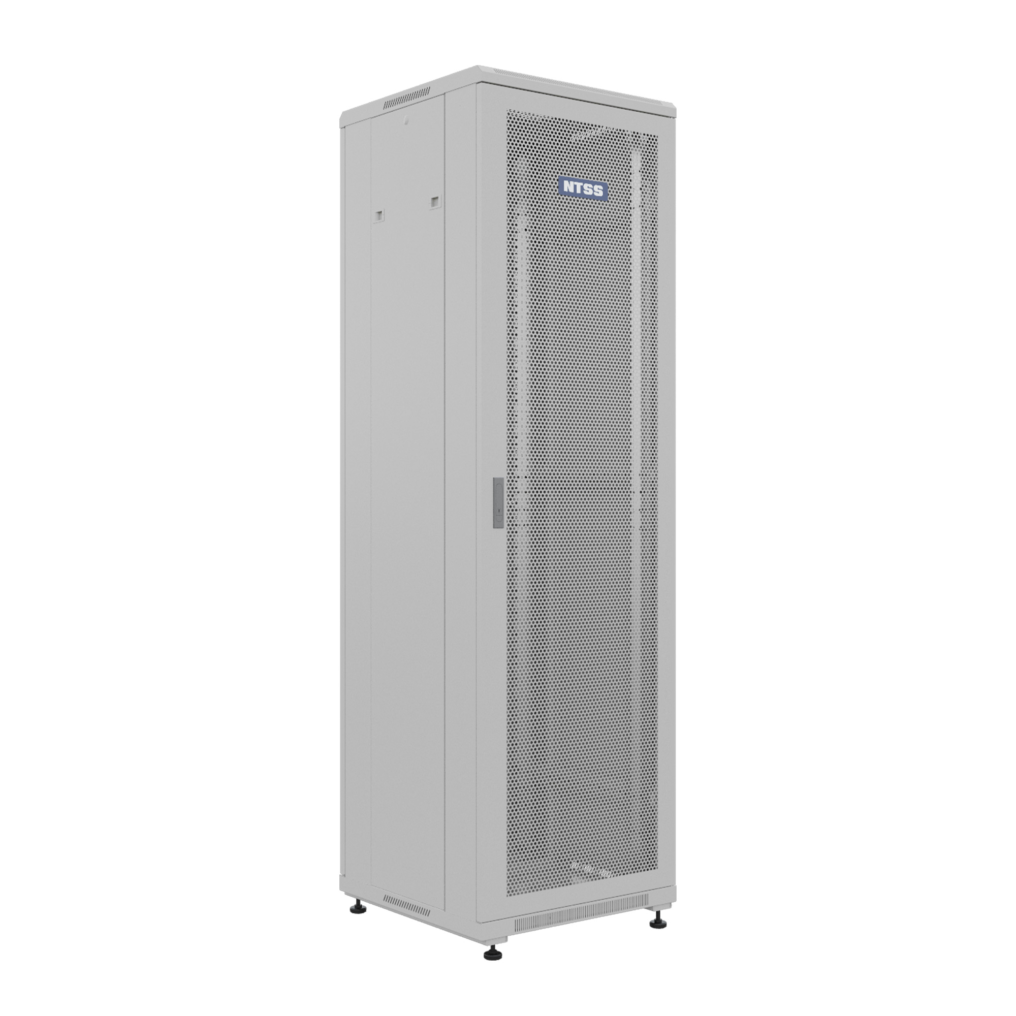 Шкаф напольный универсальный серверный NTSS R 47U 600х600мм, 4 профиля 19, двери перфорированная и сплошная металл, боковые стенки съемные, регулируемые опоры, разобранный, серый RAL 7035