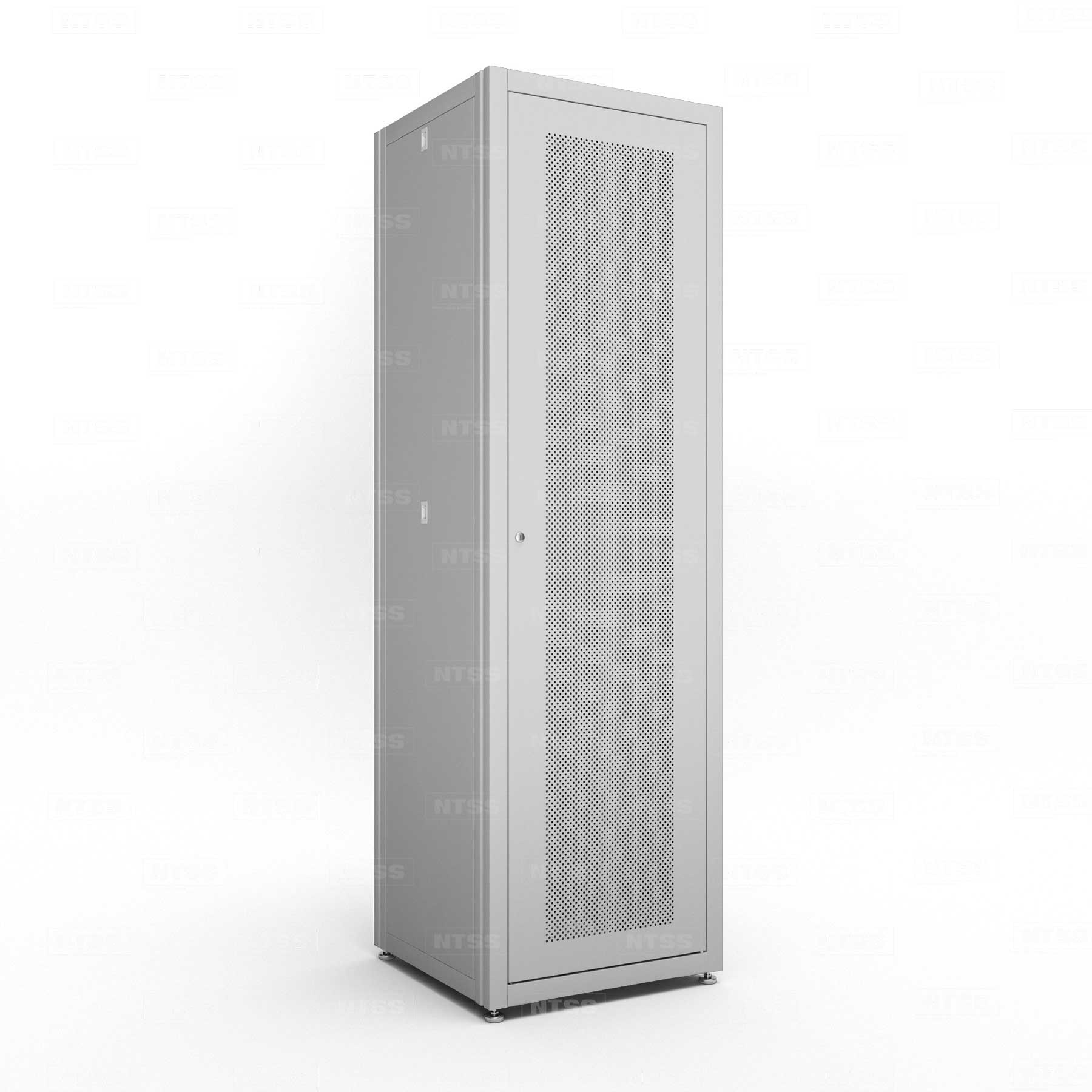Шкаф напольный телекоммуникационный NTSS RS 32U 600х600мм, 4 профиля 19, двери перфорированная и сплошная металл, регулируемые опоры, боковые стенки съемные, разобранный, серый RAL 7035