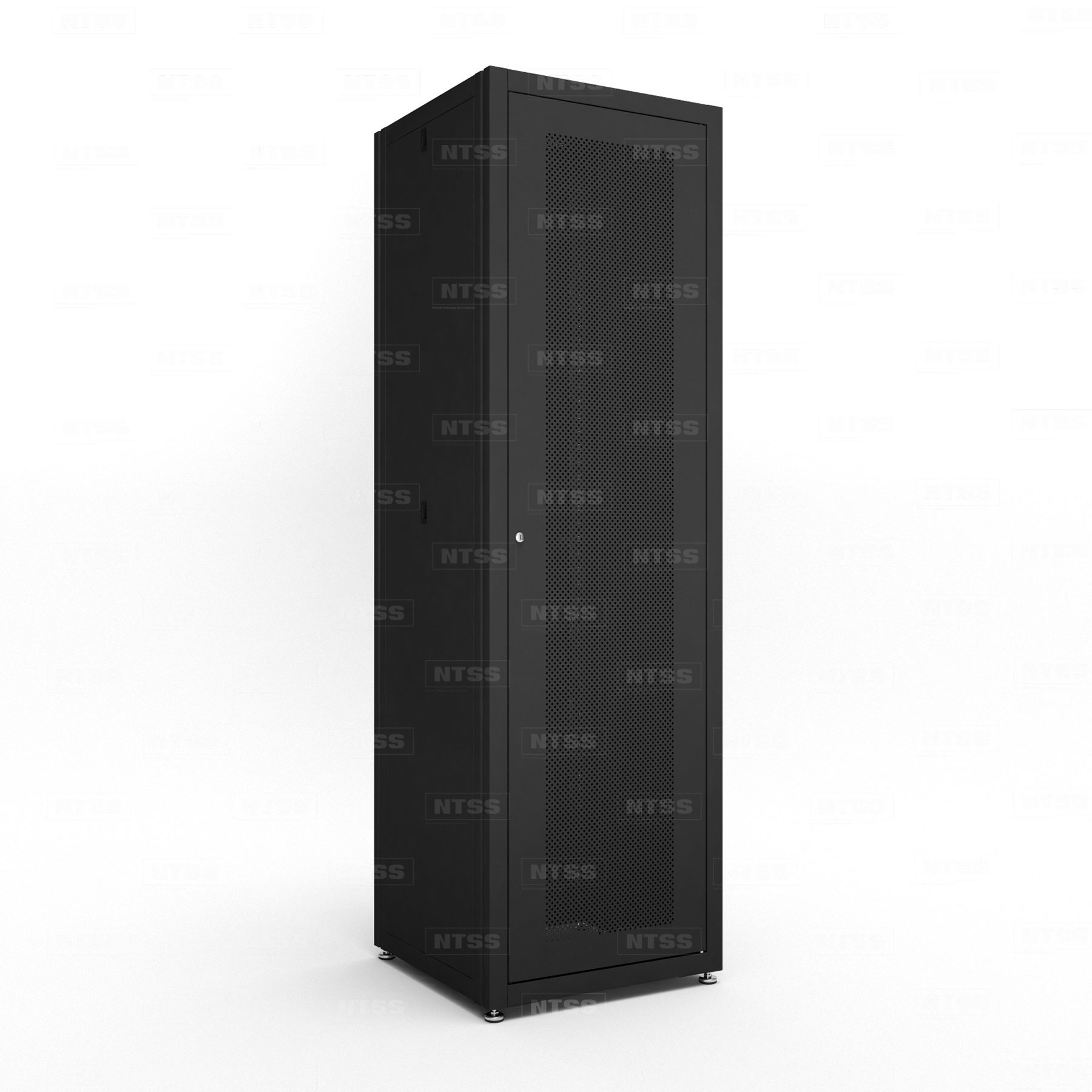 Шкаф напольный телекоммуникационный NTSS RS 42U 600х600мм, 4 профиля 19, двери перфорированная и перфорированная, регулируемые опоры, боковые стенки съемные, разобранный, черный RAL 9005