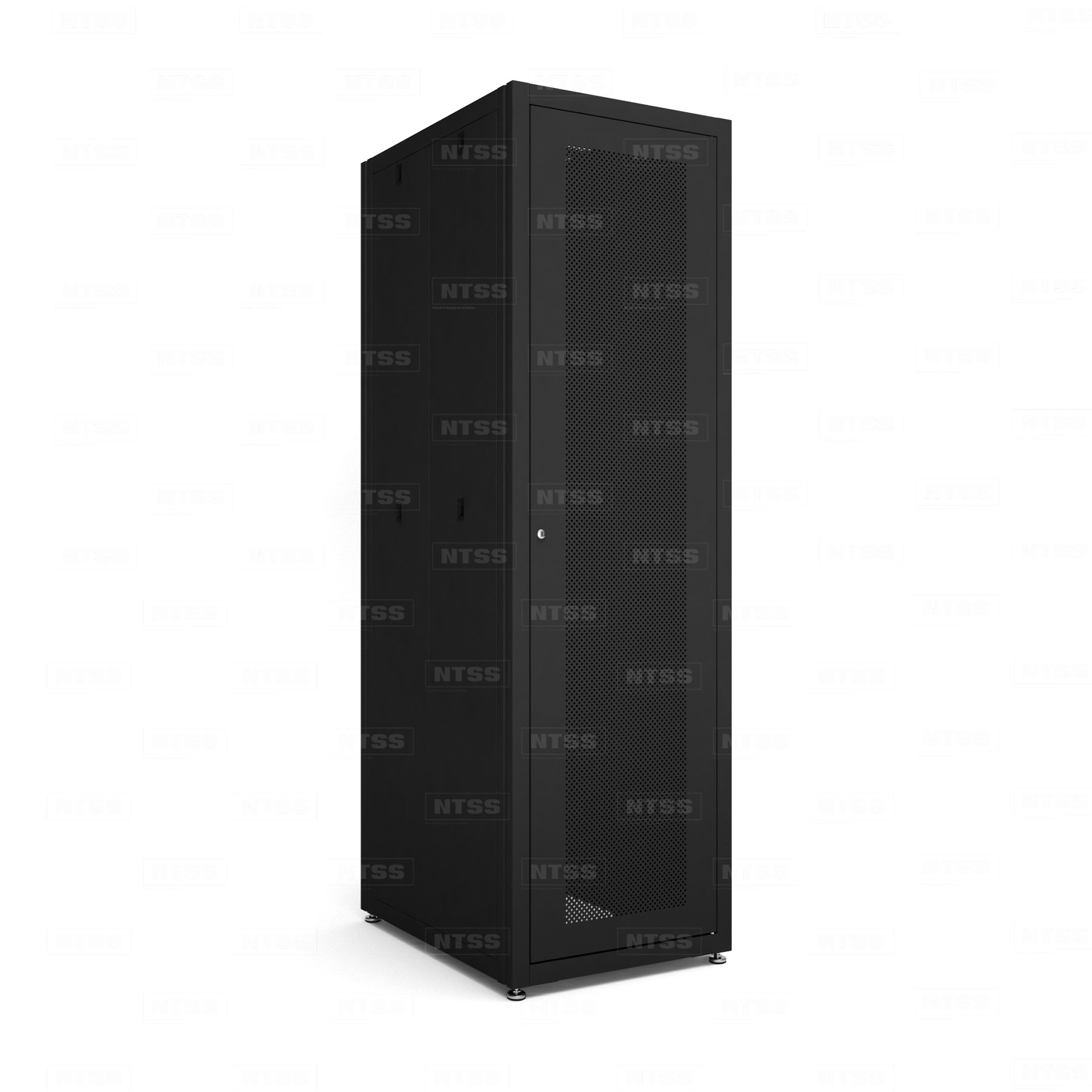 Шкаф напольный телекоммуникационный NTSS RS 47U 600х1000мм, 4 профиля 19, двери перфорированная и перфорированная, регулируемые опоры, боковые стенки съемные, разобранный, черный RAL 9005