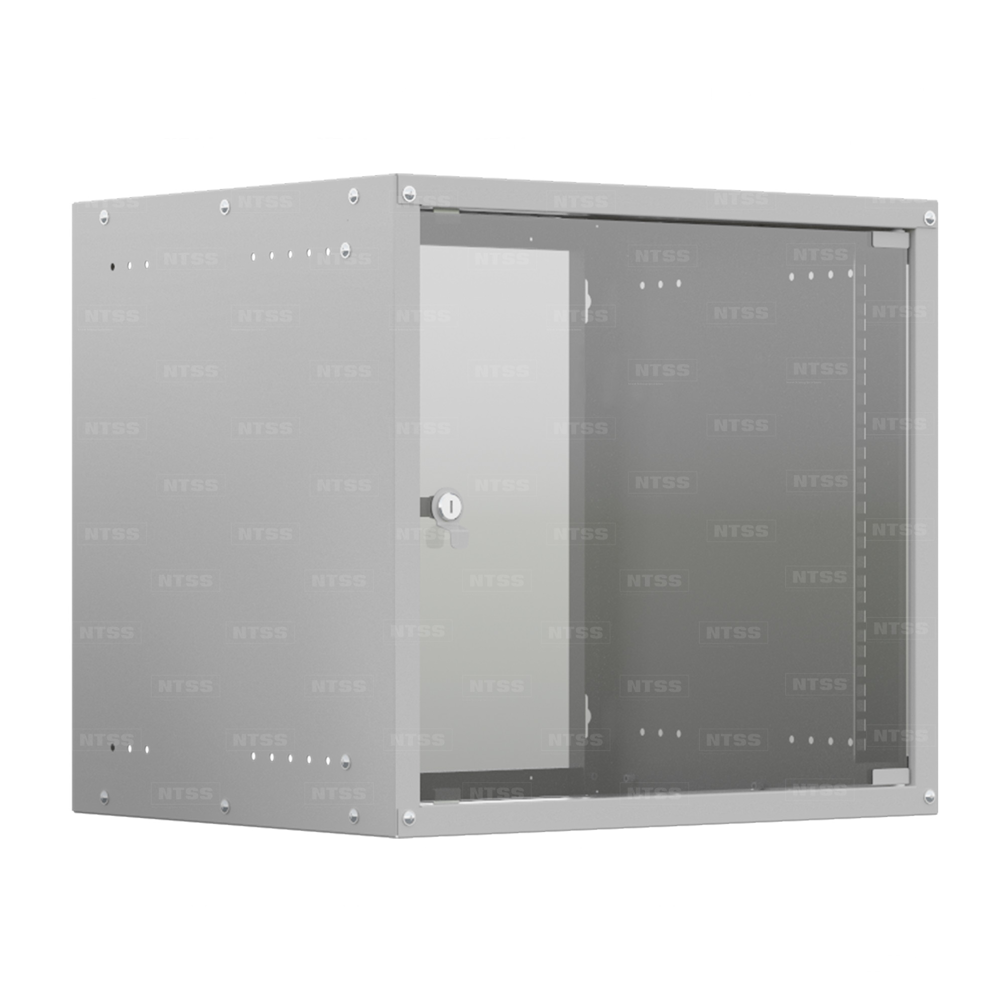 19'' Настенный телекоммуникационный шкаф NTSS LIME 15U 550×600×770 мм, стеклянная дверь, боковые стенки не съемные, разобранный, серый RAL 7035