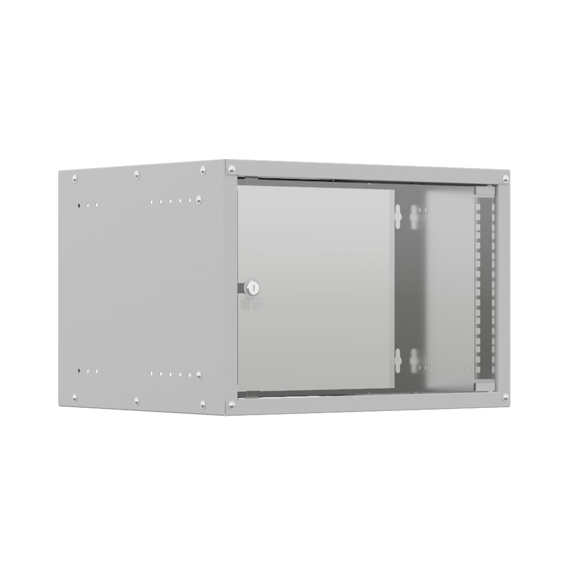 19'' Настенный телекоммуникационный шкаф NTSS LIME 6U 550×350×370 мм, стеклянная дверь, боковые стенки не съемные, разобранный, серый RAL 7035