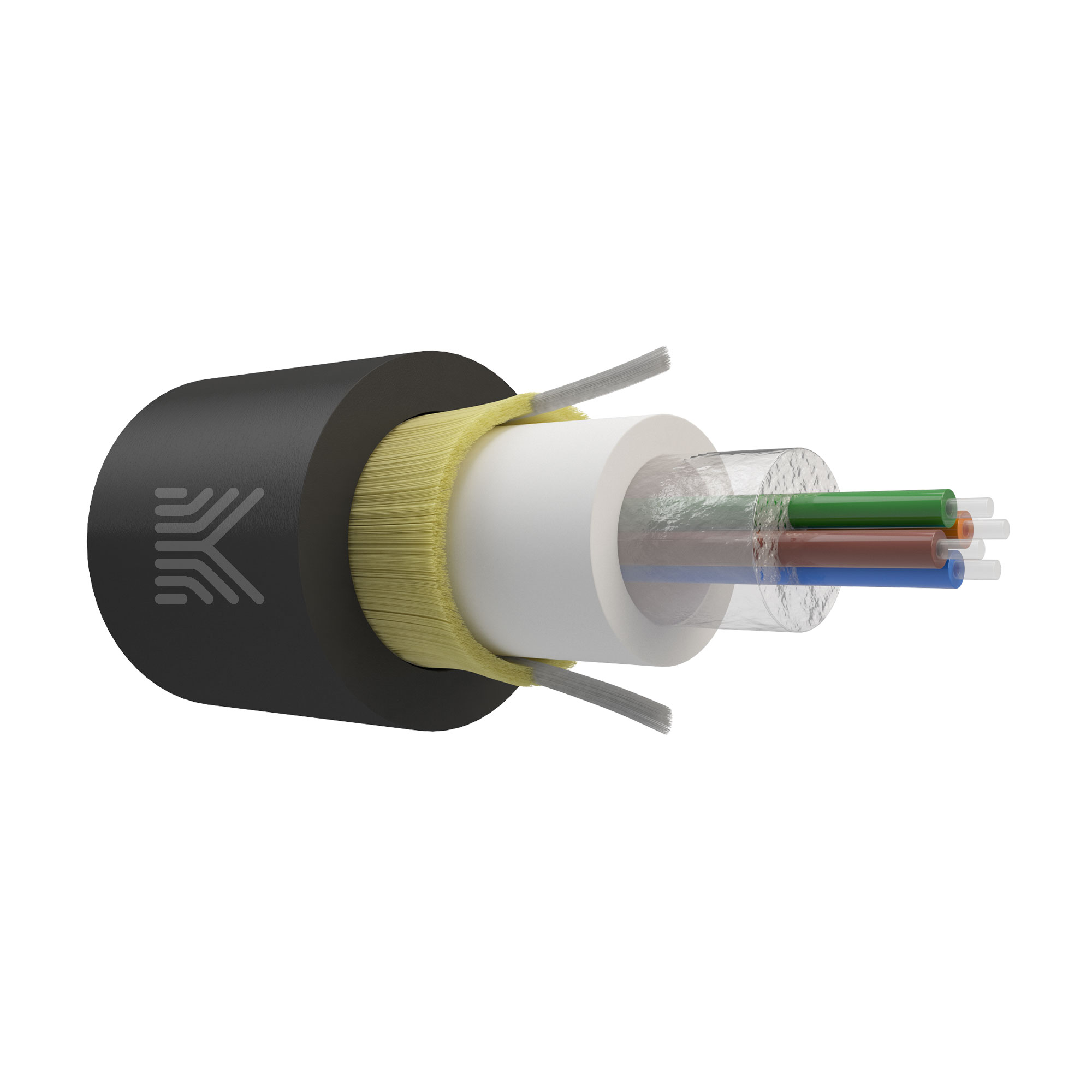 Оптический кабель Дроп-круглый 4 волокна 1 кН SM 9/125 G.657.A1 с центральной трубкой упрочняющей силовой элемент арамидные нити нг(А)-HF