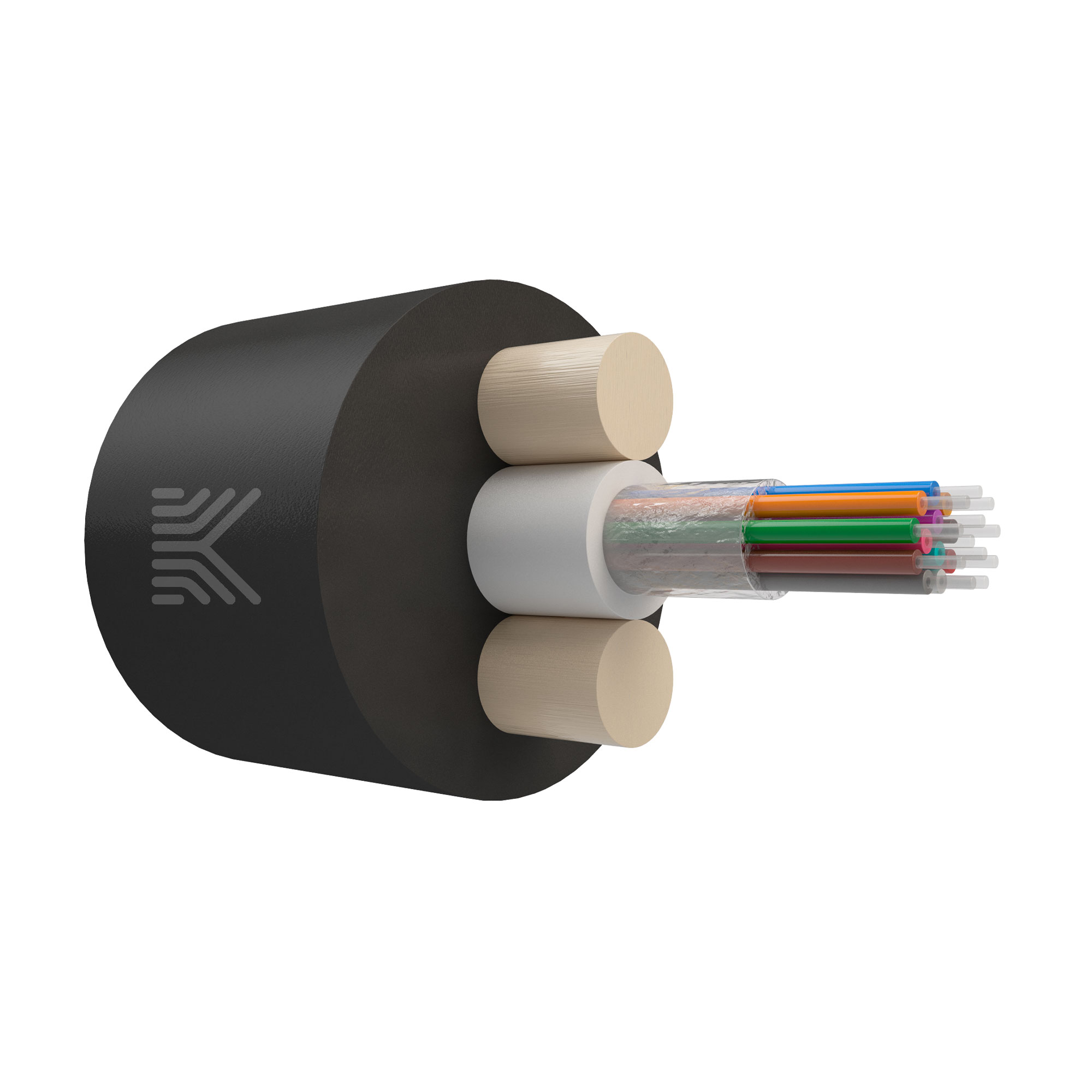 Оптический кабель Дроп-круглый 12 волокон 5 кН SM 9/125 G.657.A1 полиэтилен с центральной трубкой усилен стеклопрутками