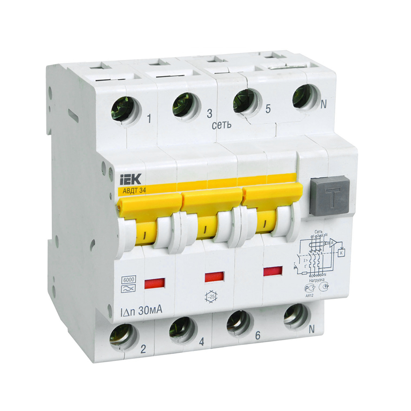 Автоматический выключатель дифференциального тока АВДТ34 C 63А 300мА