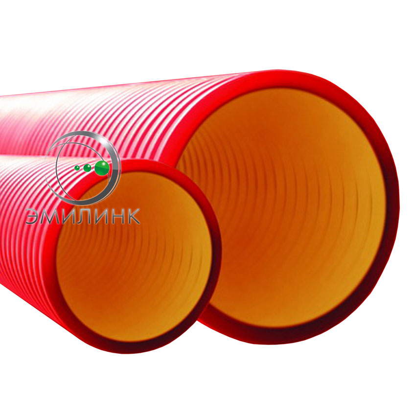 Труба гибкая двустенная для кабельной канализации д.50мм, цвет красный, в бухте 150м, с протяжкой