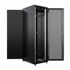 Шкаф напольный универсальный серверный NTSS R 42U 600х800мм, 4 профиля 19, двери перфорированная и сплошная металл, боковые стенки съемные, регулируемые опоры, разобранный, черный RAL 9005