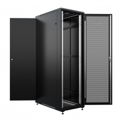 Шкаф напольный универсальный серверный NTSS R 47U 600х1000мм, 4 профиля 19, двери перфорированная и сплошная металл, боковые стенки съемные, регулируемые опоры, разобранный, черный RAL 9005