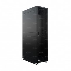 19" Напольный серверный шкаф NTSS ПРОЦОД PC 45U 600х1070 мм, передняя дверь перфорация, задняя дверь распашная двойная перфорированная, боковые стенки, регулируемые опоры, ролики, черный RAL 9005  