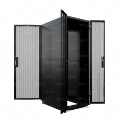 19" Напольный серверный шкаф NTSS ПРОЦОД PC 45U 800х1200 мм, передняя дверь перфорация, задняя дверь распашная двойная перфорированная, боковые стенки, регулируемые опоры, ролики, черный RAL 9005  