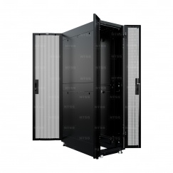 19" Напольный серверный шкаф NTSS ПРОЦОД PC 48U 600х1200 мм, передняя дверь перфорация, задняя дверь распашная двойная перфорированная, боковые стенки, регулируемые опоры, ролики, черный RAL 9005