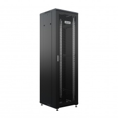 Шкаф напольный универсальный серверный NTSS R 18U 600х600мм, 4 профиля 19, двери перфорированная и сплошная металл, боковые стенки съемные, регулируемые опоры, разобранный, черный RAL 9005
