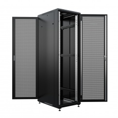 Шкаф напольный универсальный серверный NTSS R 42U 600х800мм, 4 профиля 19, двери перфорированная и перфорированная, боковые стенки съемные, регулируемые опоры, разобранный, черный RAL 9005