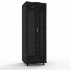 Шкаф напольный универсальный серверный NTSS R 47U 800х1000мм, 4 профиля 19, двери перфорированная и перфорированная двухстворчатая, боковые стенки съемные, регулируемые опоры, разобранный, черный RAL 9005
