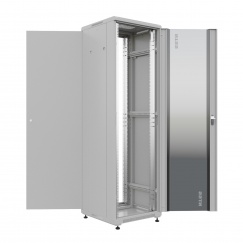 Шкаф напольный универсальный серверный NTSS R 22U 600х600мм, 4 профиля 19, двери стекло и сплошная металл, боковые стенки съемные, регулируемые опоры, разобранный, серый RAL 7035