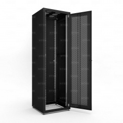 Шкаф напольный телекоммуникационный NTSS RS 22U 600х600мм, 4 профиля 19, двери перфорированная и сплошная металл, регулируемые опоры, боковые стенки съемные, разобранный, черный RAL 9005