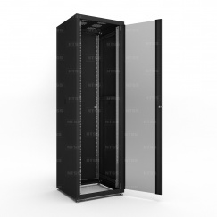 Шкаф напольный телекоммуникационный NTSS RS 22U 600х600мм, 4 профиля 19, двери стекло и сплошная металл, регулируемые опоры, боковые стенки съемные, разобранный, черный RAL 9005