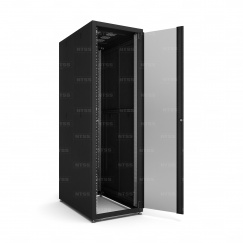 Шкаф напольный телекоммуникационный NTSS RS 42U 600х1000мм, 4 профиля 19, двери стекло и сплошная металл, регулируемые опоры, боковые стенки съемные, разобранный, черный RAL 9005