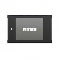 Шкаф настенный телекоммуникационный NTSS W 18U 600х450х964мм, 2 профиля 19, дверь стеклянная, боковые стенки съемные, задняя стенка, разобранный, черный RAL 9005