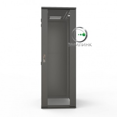 19" Напольный серверный шкаф NTSS ПРОЦОД 42U 600х1200 мм, передняя дверь стекло, задняя дверь металл, боковые стенки, регулируемые опоры, ролики, черный RAL 9005 