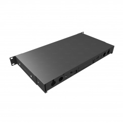 Кросс 19" NTSS PREMIUM выдвижной, предсобранный 1U, 24 порта LC/UPC quadro, 50/125 мкм ОМ3, черный  (сплошная панель, сплайс-кассета 3шт, пигтейлы, КДЗС, адаптеры)