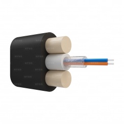 Оптический кабель NTSS Дроп-плоский, G.657.A1, 2 волокна, центральная трубка, стеклопрутки, полиэтилен, 3кН