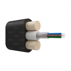 Оптический кабель NTSS Дроп-плоский, G.657.A1, 4 волокна, центральная трубка, стеклопрутки, полиэтилен, 3кН