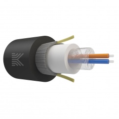 Оптический кабель Дроп-круглый 2 волокно 1 кН SM 9/125 G.657.A1 с центральной трубкой упрочняющей силовой элемент стеклонити нг(А)-HF