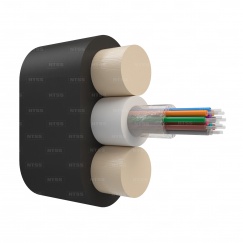 Оптический кабель NTSS Дроп-плоский, G.657.A1, 12 волокон, центральная трубка, стеклопрутки, полиэтилен, 3кН