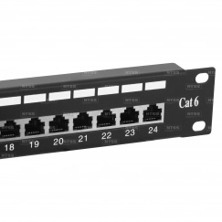 Патч-панель NTSS PREMIUM FTP, 19", 24 порта RJ45, cat.6, 1U, Dual IDC