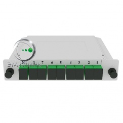 Разветвитель планарный 1х8 оконцованный SC/АPC 9/125 вывод 0.36м буфер 0.9мм 1260/1650 установлен в LGX box