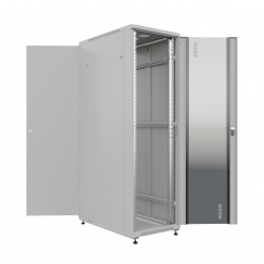 Шкаф напольный универсальный серверный NTSS R 22U 600х1000мм, 4 профиля 19, двери стекло и сплошная металл, боковые стенки съемные, регулируемые опоры, разобранный, серый RAL 7035