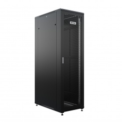Шкаф напольный универсальный серверный NTSS R 42U 800х1000мм, 4 профиля 19, двери перфорированная и перфорированная, боковые стенки съемные, регулируемые опоры, разобранный, черный RAL 9005