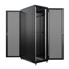 Шкаф напольный универсальный серверный NTSS R 42U 800х1000мм, 4 профиля 19, двери перфорированная и перфорированная, боковые стенки съемные, регулируемые опоры, разобранный, черный RAL 9005