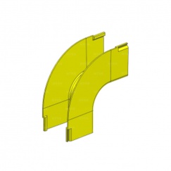 Уголок спуск вертикальный 90° оптического лотка 60x60 мм, желтый